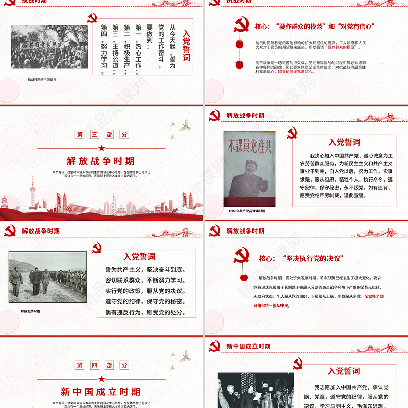 入党誓词的历史沿革PPT红色中国风重温入党誓词唤醒党章意识党员学习课件下载