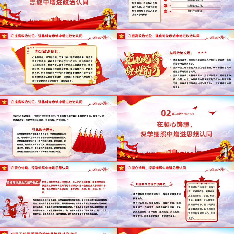 在党的创新理论学习中增进“四个认同”PPT简约优质政治认同思想认同理论认同情感认同思想建党理论强党课件