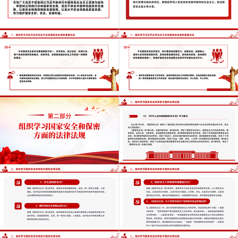 2024年学习总体国家安全观PPT优质党政风4月主题党日活动下载