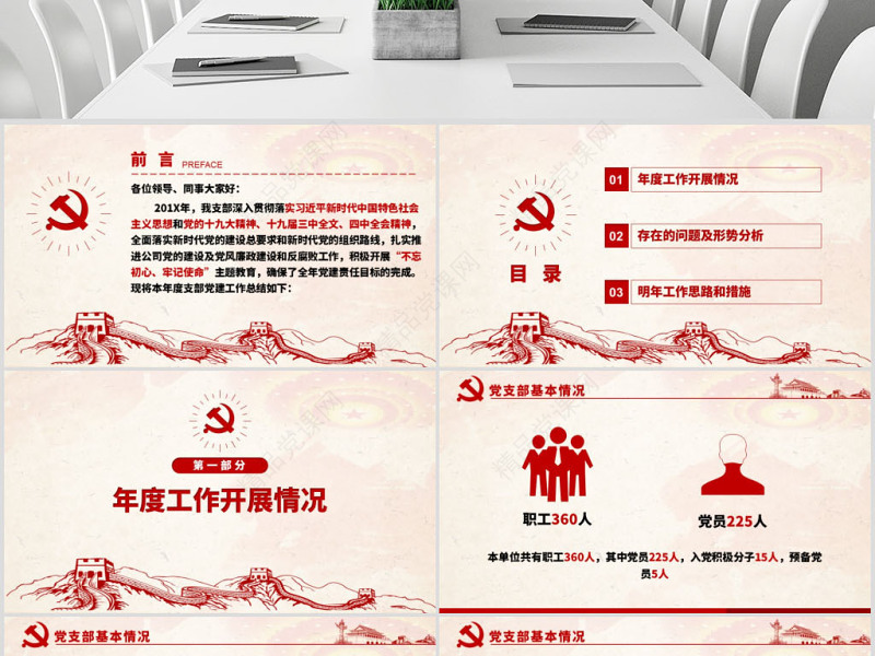 原创2020基层党委党支部党建年终工作总结PPT