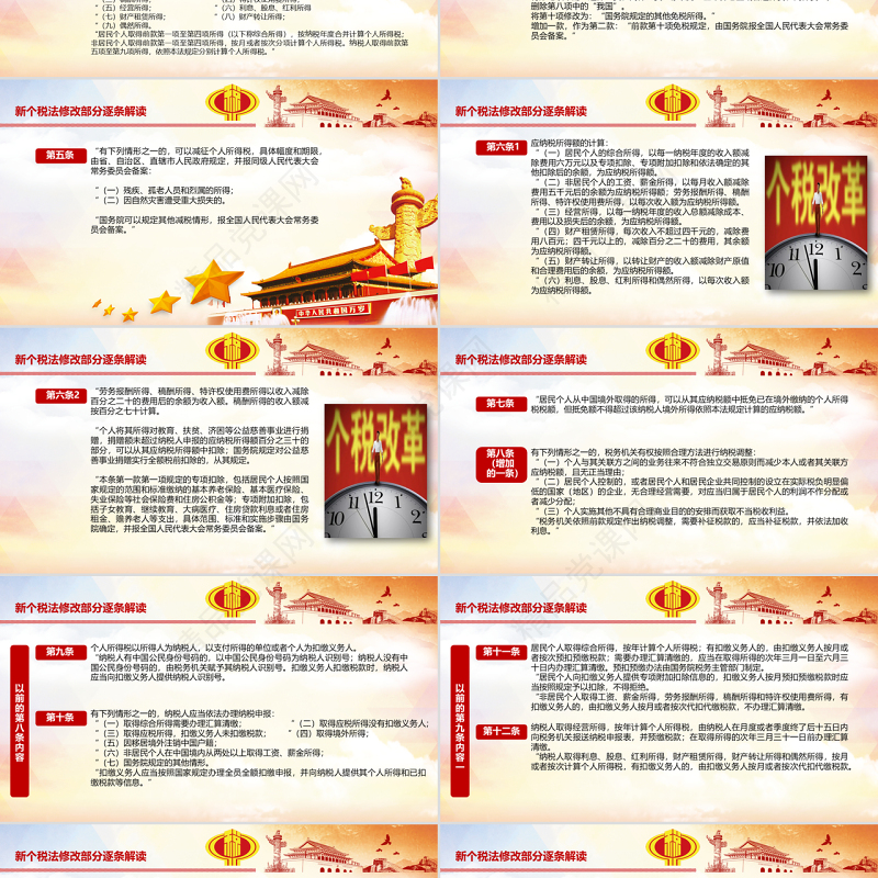 原创新个人所得税改革政策解读税法PPT模板