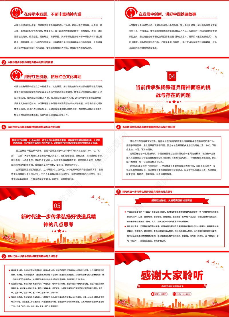 2024传承红色基因弘扬革命文化PPT精美党政风以新时代传承弘扬铁道兵精神为例专题党课