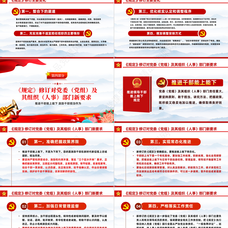 推进干部能上能下激励干部担当作为PPT深入学习中共中央办公厅印发《推进领导干部能上能下规定》专题党建党课课件模板