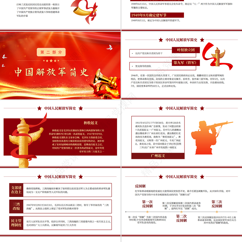 红色大气热烈庆祝建军98周年PPT铁血铸军魂八一建军节课件下载