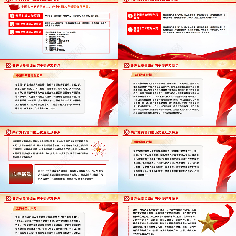 2023重温入党誓词凝聚奋进力量PPT党政风七一建党节102周年专题党课课件模板下载