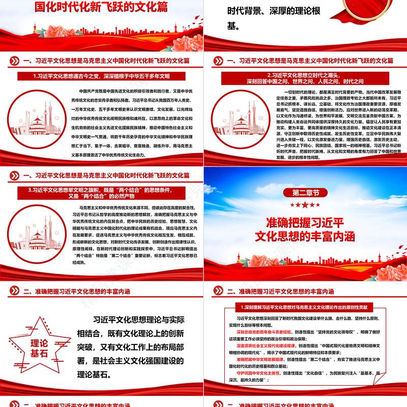 2023以习近平文化思想为指引 更好担负起新的文化使命ppt红色简洁深入学习习近平文化思想基层党组织党员学习培训党课课件