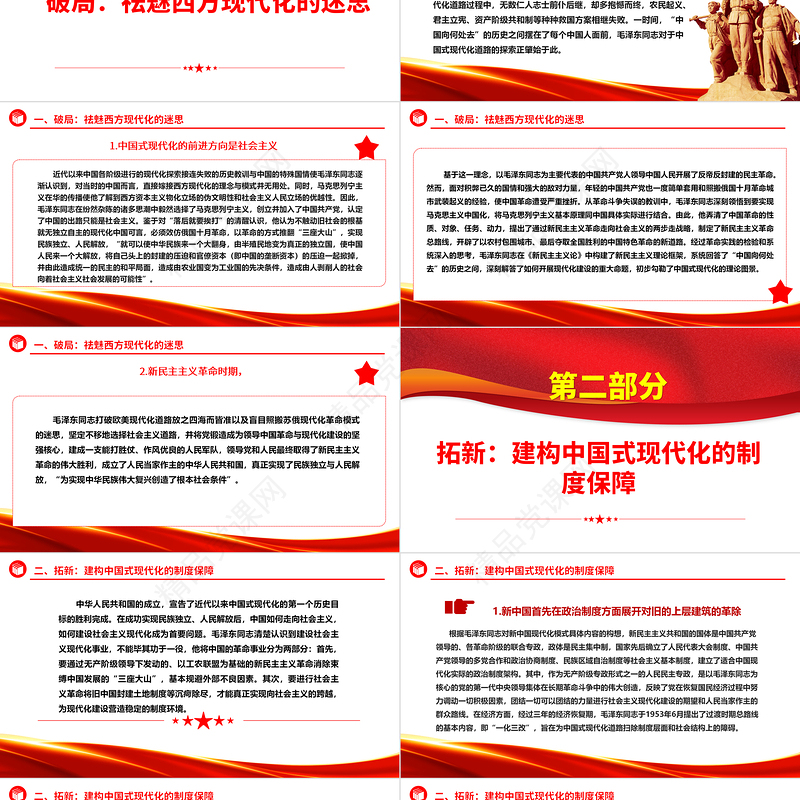 回顾毛泽东与中国式现代化的探索ppt大气精美深入学习毛泽东同志在探索中国式现代化进程中作出的独特贡献党组织专题党课