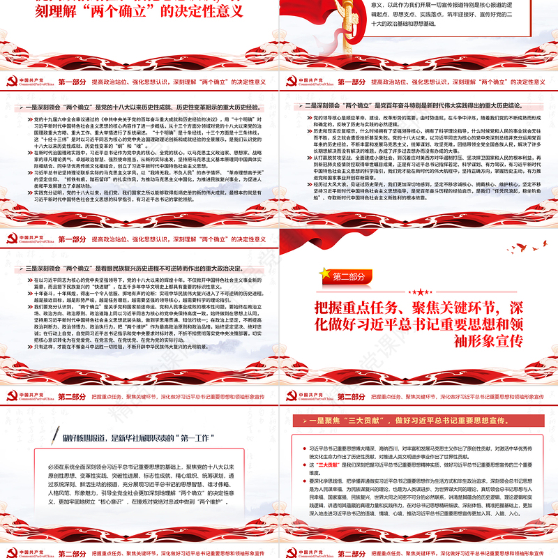 坚定“两个确立”政治自觉唱响“两个维护”时代强音PPT党政风党支部主题党日专题党课