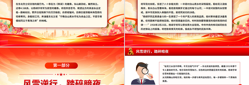 红色大气致敬抗联英雄杨靖宇PPT铁骨忠魂民族脊梁抗战胜利80周年课件