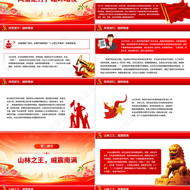 红色大气致敬抗联英雄杨靖宇PPT铁骨忠魂民族脊梁抗战胜利80周年课件