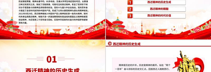 简洁风西迁精神薪火传PPT中国共产党人的精神谱系党课课件