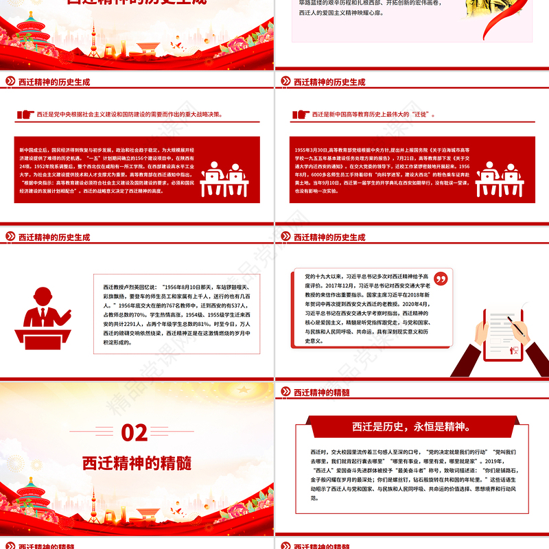 简洁风西迁精神薪火传PPT中国共产党人的精神谱系党课课件