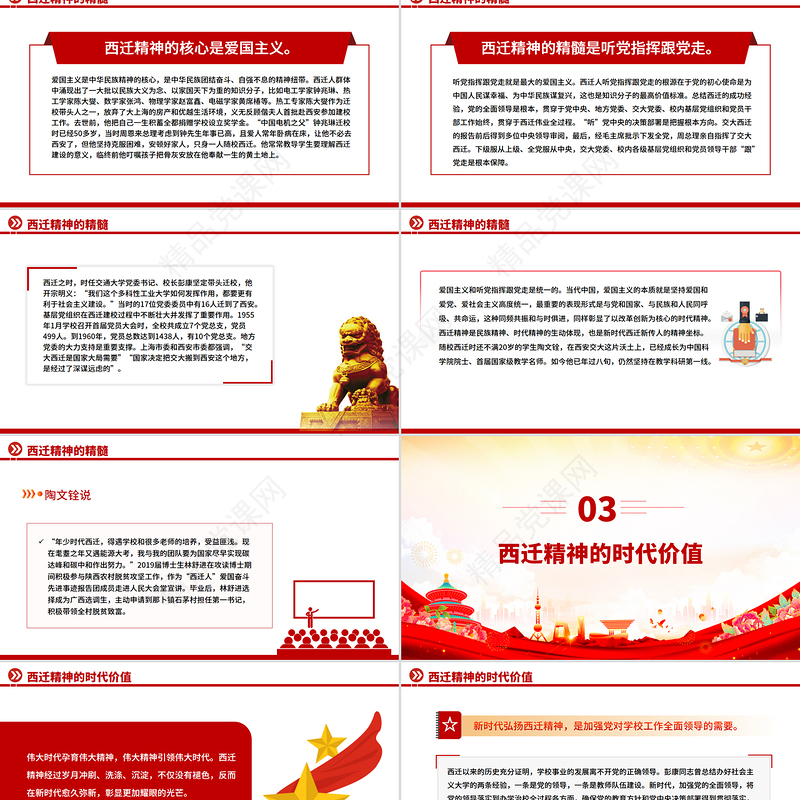 简洁风西迁精神薪火传PPT中国共产党人的精神谱系党课课件