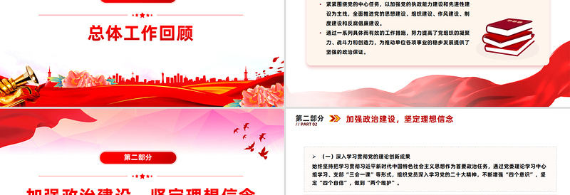 红色精美党委（党组）上半年党建工作总结PPT模板