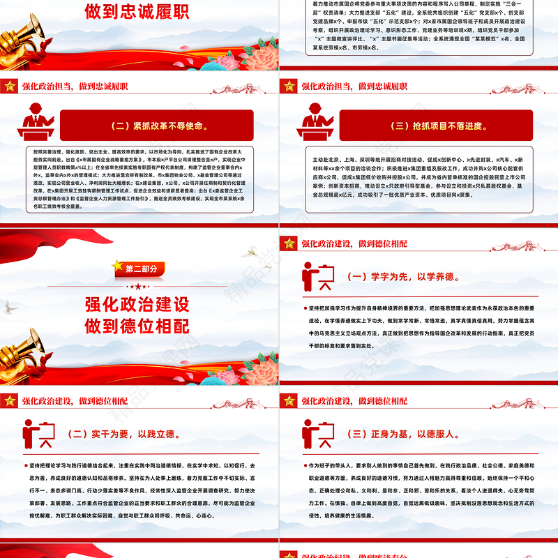 领导述职述廉报告PPT大气实用基层党建述职报告模板