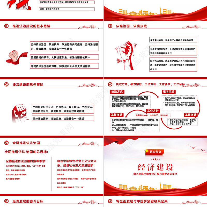 精美简洁同心共筑中国梦PPT红色简约同心共筑中国梦学习系列重要讲话课件