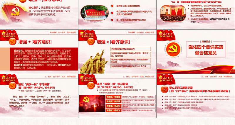 中国四个意识党建PPT模板