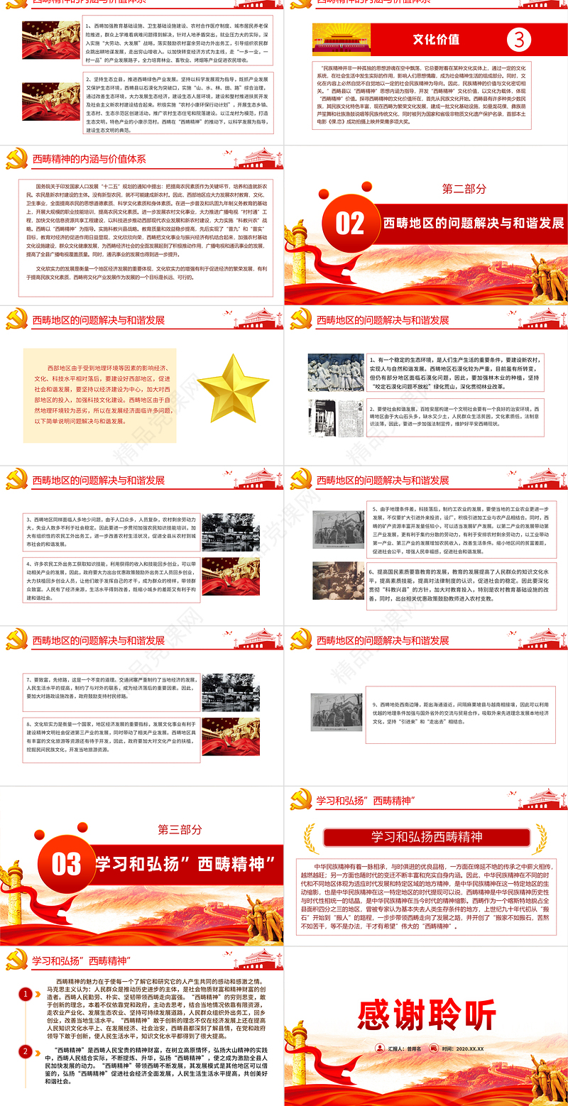 大气简约弘扬新时代西畴精神党课PPT
