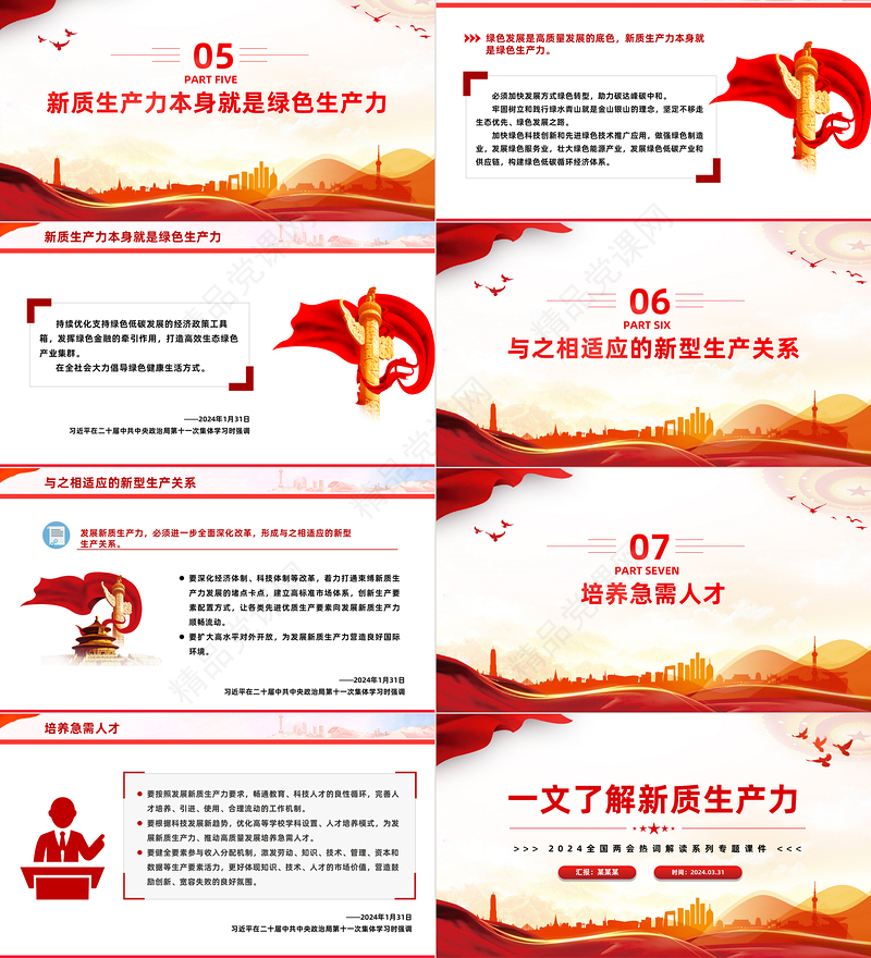 2024两会热词新质生产力PPT精品全国两会热词解读系列党课课件
