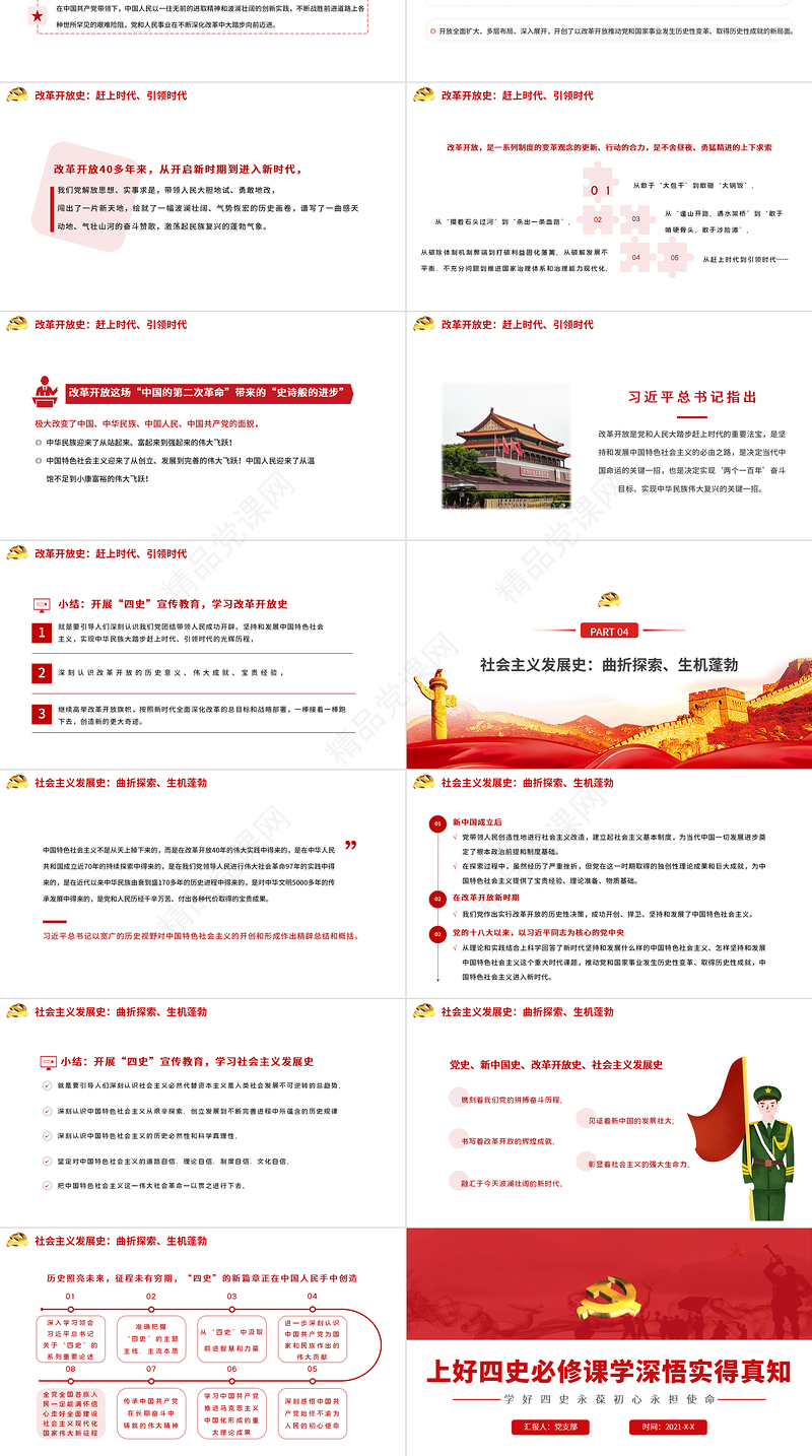 上好四史必修课学深悟实得真知PPT红色大气建党100周年党史学习教育党课课件