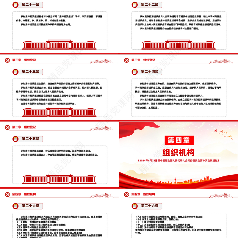 2024关于中华人民共和国农村集体经济组织法PPT红色大气法律法规课件下载