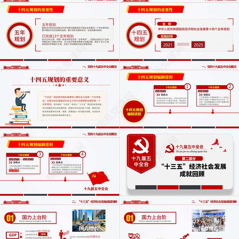 简约优质十九届五中全会精神解读十四五规划党课PPT