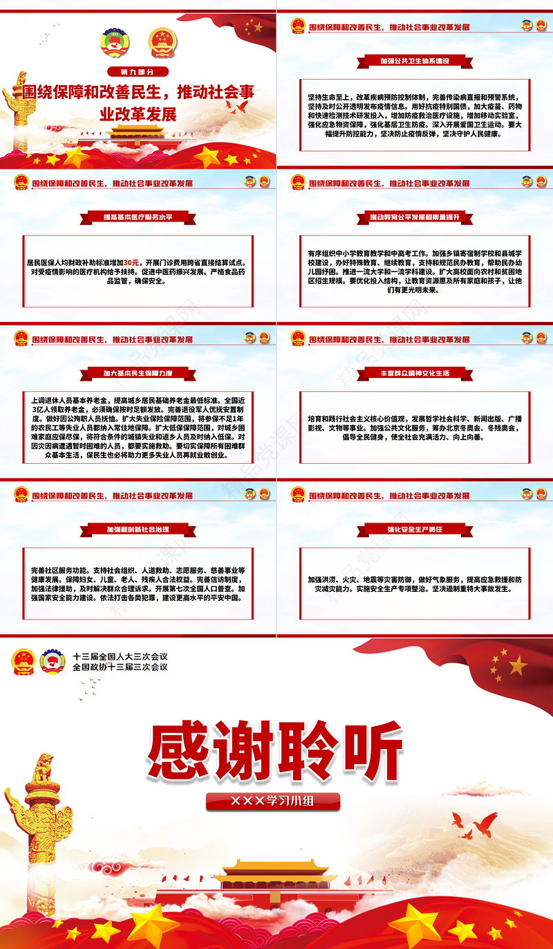 聚焦全国两会政府工作报告学习解读党建PPT