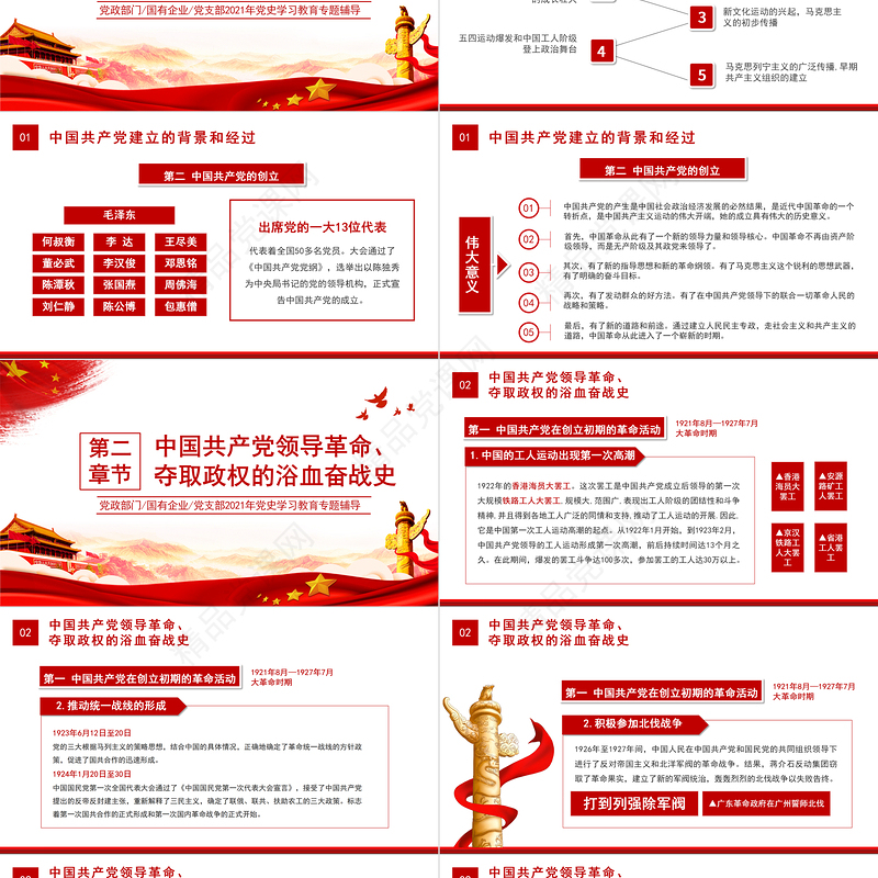 党史专题讲座PPT庆祝建党100周年党史学习教育专题辅导PPT模板