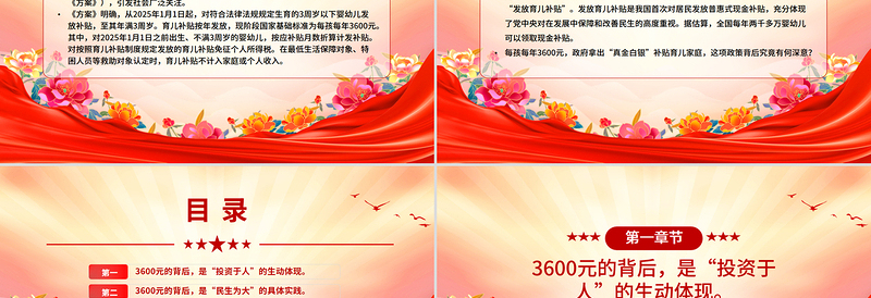 红色简洁育儿补贴3600元背后的三重深意PPT课件