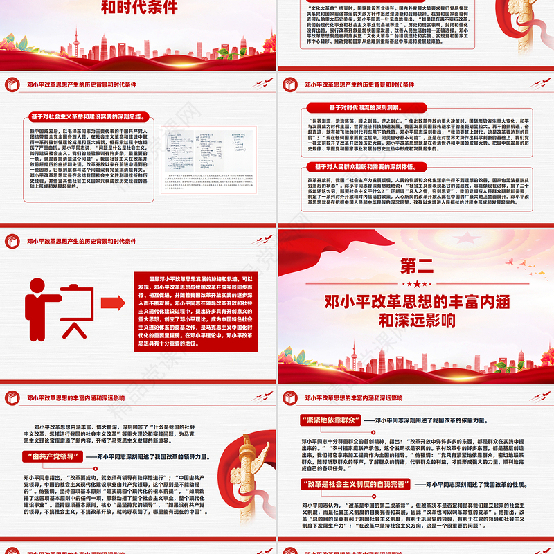 大气精美邓小平改革思想及其时代价值PPT邓小平理论课件下载