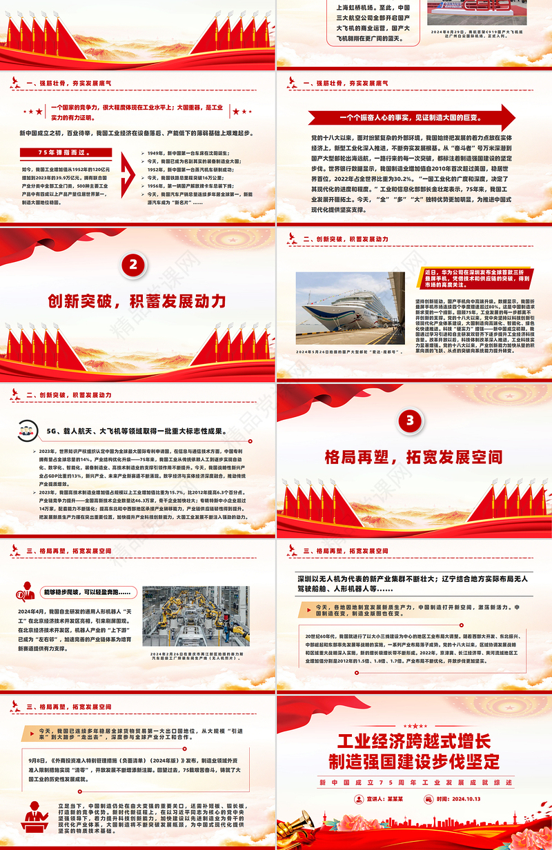 2024新中国成立75周年工业发展成就综述强国建设党课PPT下载