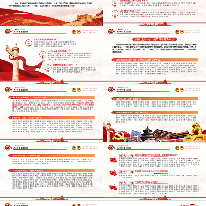 全国两会政府工作报告PPT党政风学习解读两会精神内涵专题课件模板