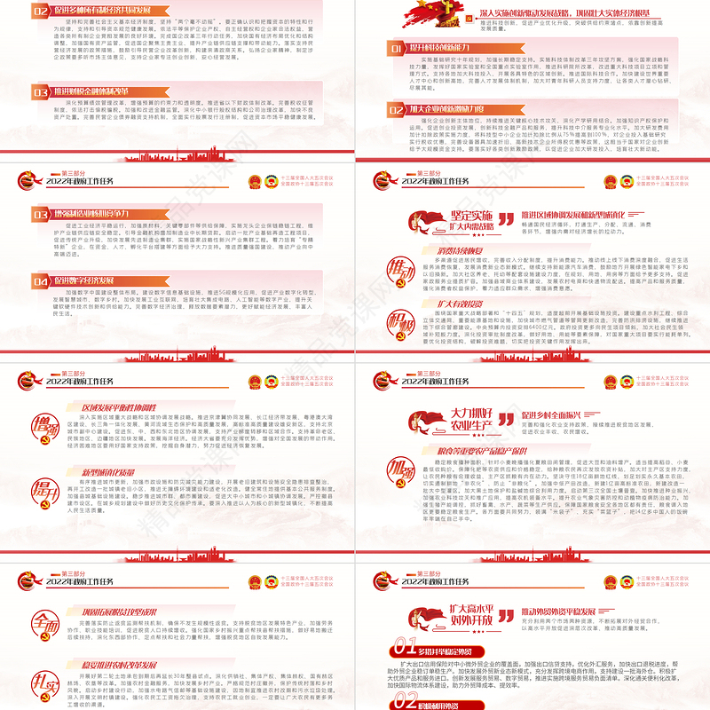 全国两会政府工作报告PPT党政风学习解读两会精神内涵专题课件模板