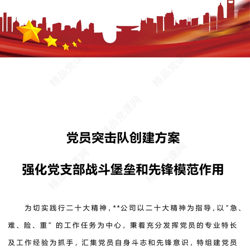 党员突击队创建方案发言材料
