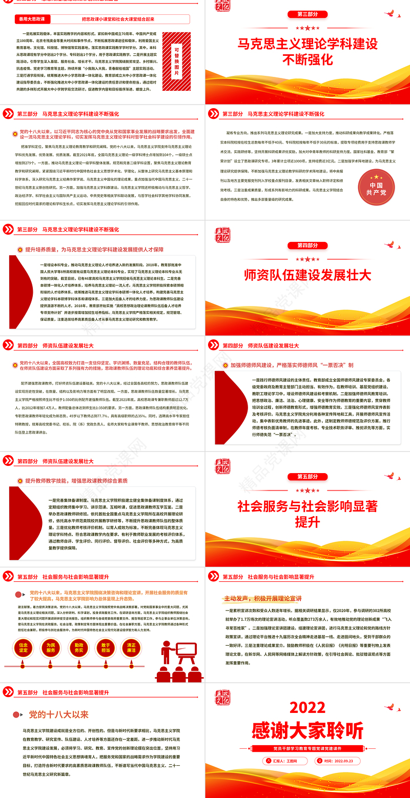 党的十八大以来马克思主义学院建设述评PPT大气党建风党员干部学习教育专题党课党建课件