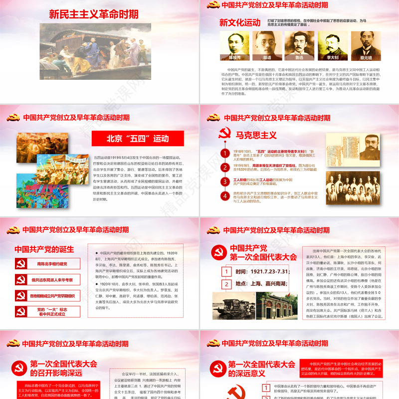 红色七一建党节中国共产党党史97年光辉历程党建党政PPT模板