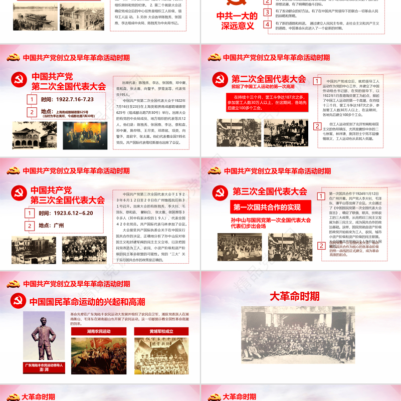 红色七一建党节中国共产党党史97年光辉历程党建党政PPT模板