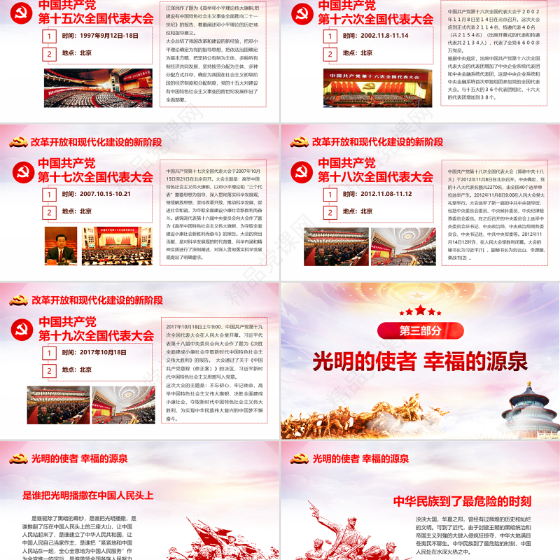 红色七一建党节中国共产党党史97年光辉历程党建党政PPT模板