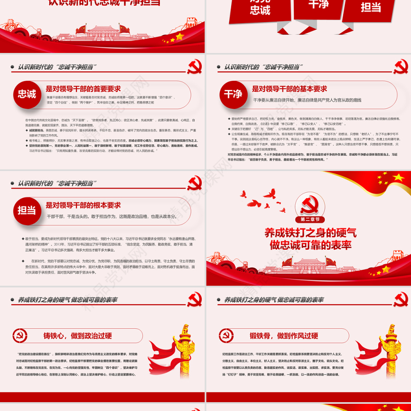 原创纪检监察干部做新时代忠诚干净担当的表率PPT模板-版权可商用