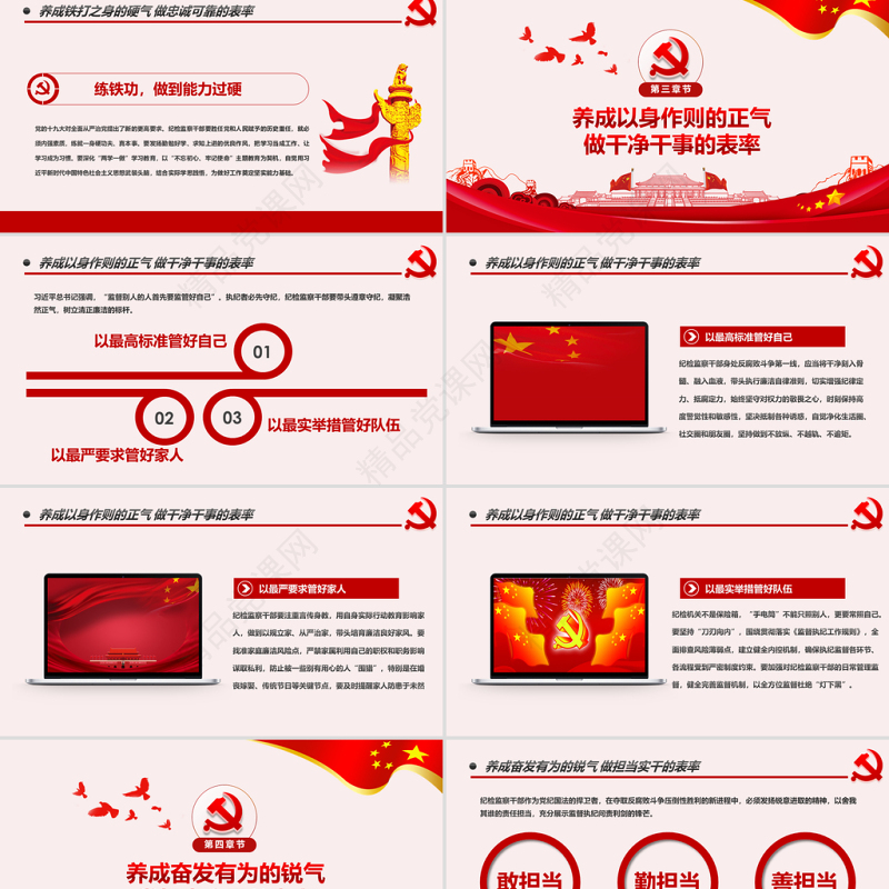 原创纪检监察干部做新时代忠诚干净担当的表率PPT模板-版权可商用