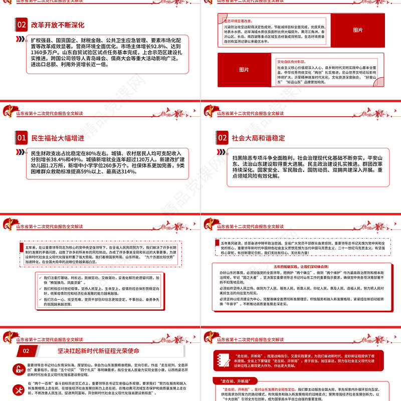 党政风党建风中国共产党山东省第十二次代表大会专题党课PPT模板