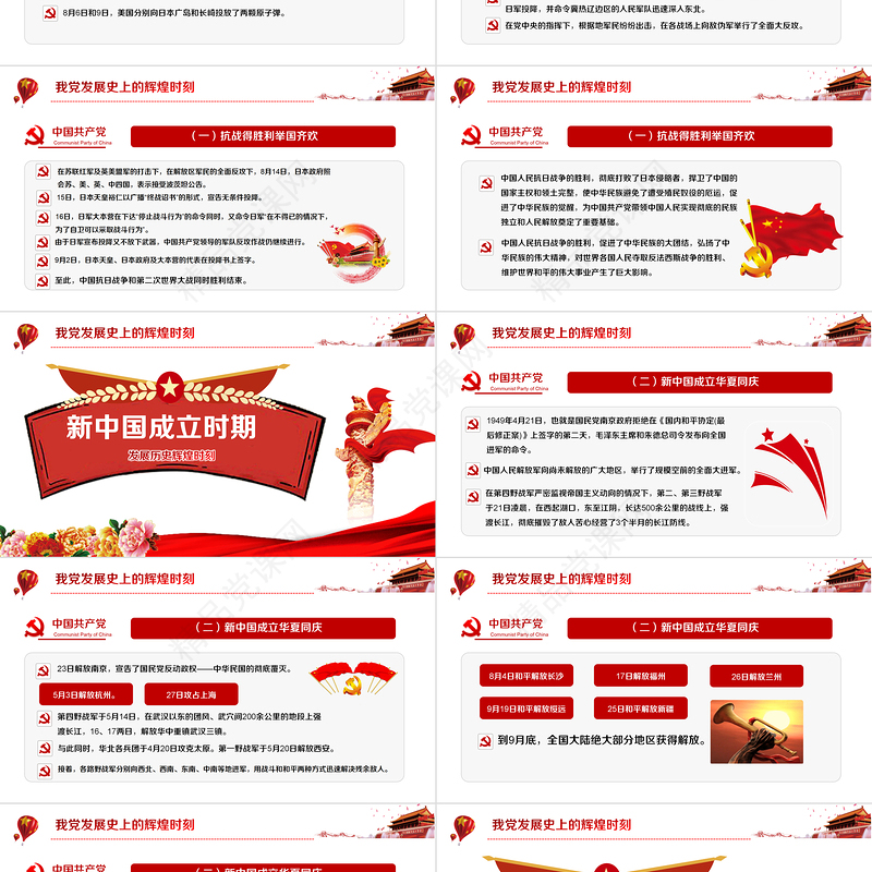党政党建党课100周年七一党课光辉历程PPT动态模板党政党