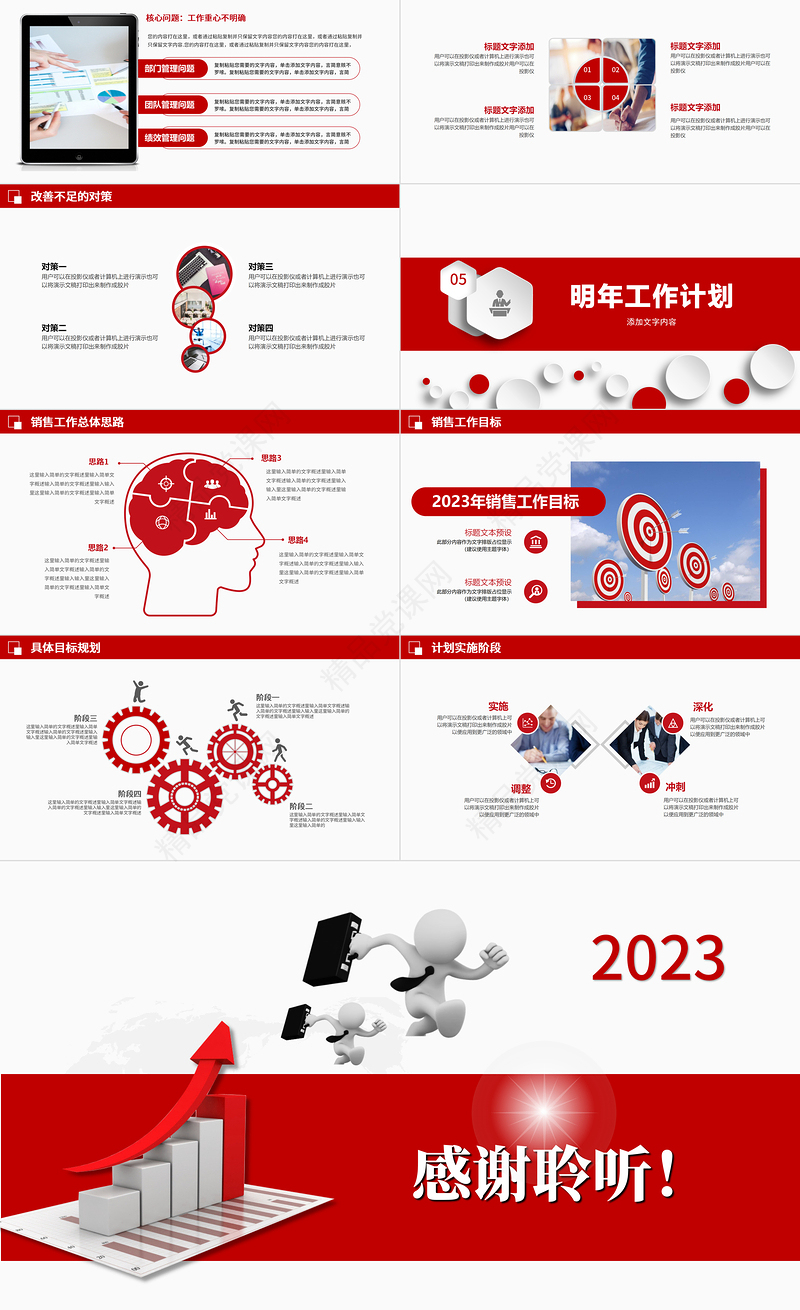 2023销售部工作汇报工作总结年终总结述职报告新年工作计划PPT模板下载