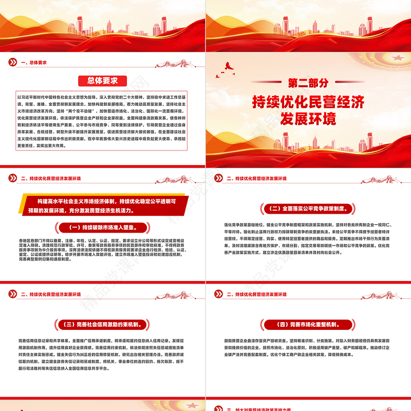 红色精美中共中央国务院关于促进民营经济发展壮大的意见PPT课件