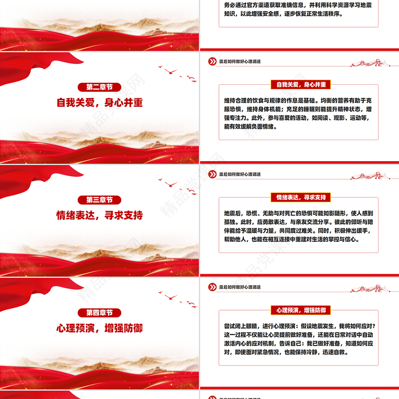简洁大气震后如何做好心理调适PPT震后心理疏导课件