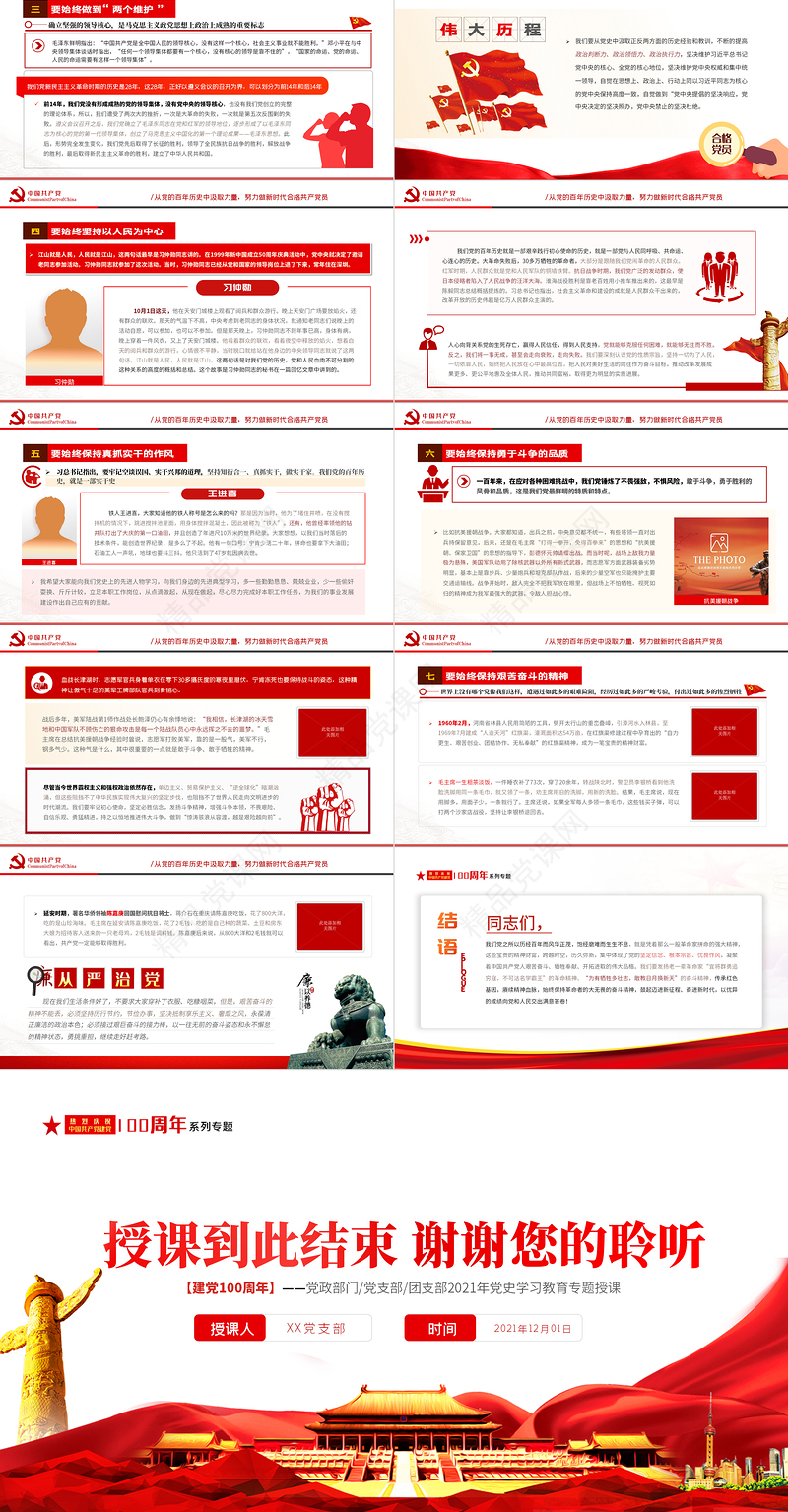 2021感悟时代精神争做合格党员PPT学习党的百年伟大历程党课下载