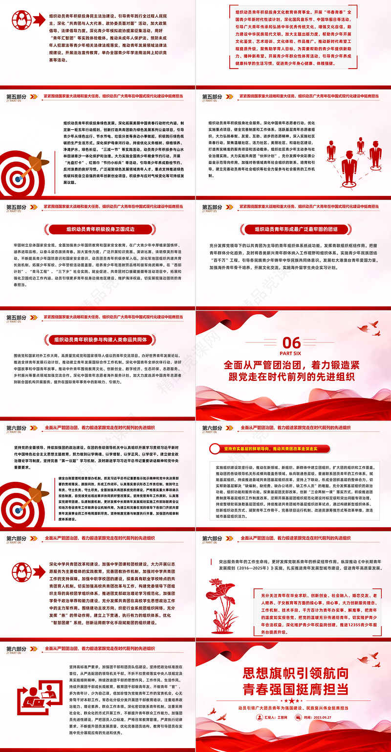 思想旗帜引领航向青春强国挺膺担当PPT动员引领广大团员青年在强国建设民族复兴伟业中挺膺担当团课课件