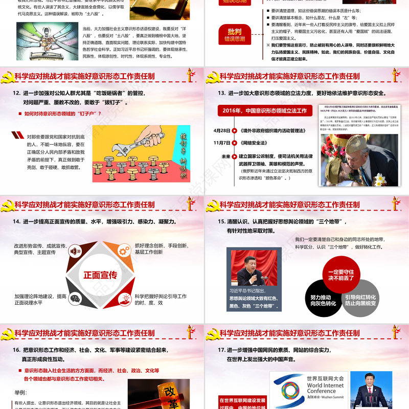 红色大气在应对挑战中实施好意识形态工作责任制ppt模板