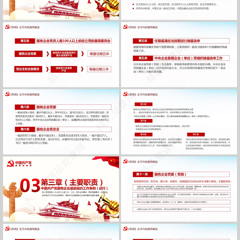 完整解读2020中国共产党国有企业基层组织工作条例全文内容国企党课PPT模版