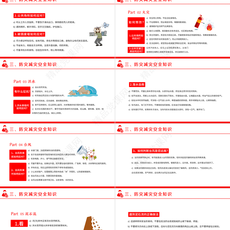 全国防灾减灾日PPT红色精美减轻灾害风险守护美好家园主题防灾减灾日专题课件模板